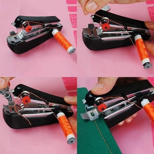1Pc Blue Handheld Sewing Machine, Portable Mini Manual Sewing Machine Handy Needlework Tool Mini Sewer Machine Hand Stitcher Sewing Machine Sewing Machines