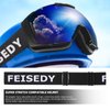FEISEDY Ski Goggles, OTG Snow Sport Goggles for Adult Youth, Anti-Fog UV400 Protection Bendable Dual-Lenses womens mens kids boys