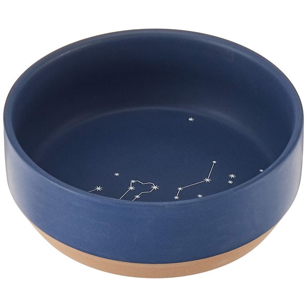 Fringe Studio Stoneware Pet Bowl, Medium, Celestial (479007),Dark Blue