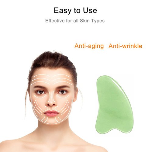 Gua Sha Facial tools Guasha Heart Natural Jade Stone Massage scraper for Face Body Spa, Face Lift Tighten Decreases Puffiness