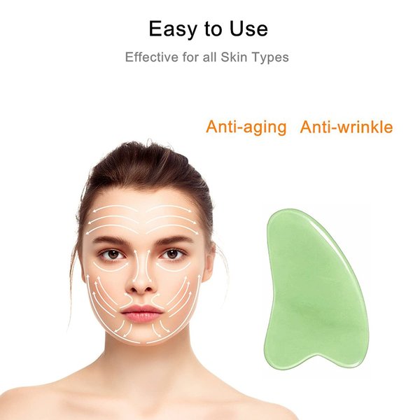 Gua Sha Facial tools Guasha Heart Natural Jade Stone Massage scraper for Face Body Spa, Face Lift Tighten Decreases Puffiness