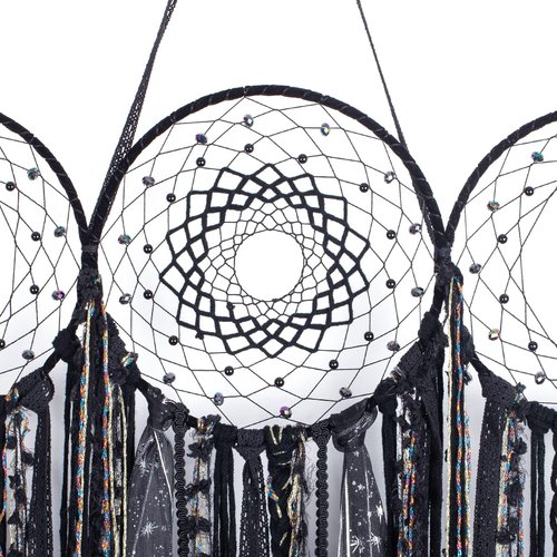 ANROYE Black Triple Moon Goddess Macrame Wall Hanging, Wicca Crescent Dream Catcher for Witch Home, Hippie Dreamcatcher for Witchy Bedroom Decoration, Pagan Woven Tapestry for Wiccan Adults Decor Gift