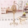 LOGOFUN Dollhouse Miniature Furniture Birdcage 1:12 Metal Bird Cage Floor Stand Model Mini Fairy Garden Micro Landscape Accessory Dollhouse Decoration (Glod)