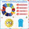 Amandir 159PCS Summer Pool Beach Party Decorations Splash Tropical Balloon Garland Arch Kit Sun Watermelon Foil Balloons for Kids Birthday Swimming Water Luau Hawaiian Baby Shower Party Decorations