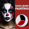 3 Colors Face Body Paint [Black White Red] + 3pc Sponge + 3pc Brush, Baseball Eye Black for Sport Face-Painting, Face Paint Halloween Makeup Kit for Zombie Clown Vampire Skeleton Joker Costume Makeup