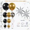 134Pcs Black White And Gold Balloons Arch Luxurious Retirement Metallic Golden Balloon Garland Set Decor Kit For Roaring 20s, New Year's, Birthdays, Graduations & Themed Celebrations
