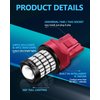 Yorkim Ultra Bright 7440 Led Bulb Red T20 7441 7443 7444 W21W Led Bulb for Backup Reverse Light, Break Light, Tail Light, Turn Signal Light Pack of 2 - Red