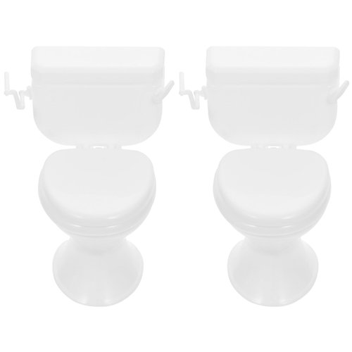 Toddmomy 2pcs Mini Toilet Toys Miniature Toilet Cake Toppers Decor Dollhouse Mini Bathroom Furniture Dollhouse Accessories For Girl Party Favours（white）