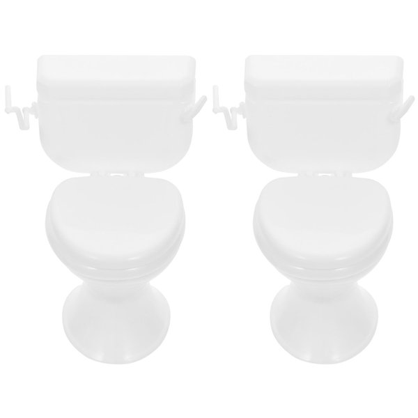 Toddmomy 2pcs Mini Toilet Toys Miniature Toilet Cake Toppers Decor Dollhouse Mini Bathroom Furniture Dollhouse Accessories For Girl Party Favours（white）