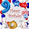 HADCKJA Baseball Balloon Baseball Birthday Party Supplies with 9th Balloon Baseball Glove Balloon Red Blue Star Red Blue Confetti Balloon for Baseball Party Decorations Birthday Party Decorations 9Pcs