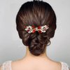 Sppry Rhinestone Hair Comb - Sparkly Hair Accessory for Bridal Women in Wedding Party(Red-Gold)