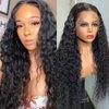 BASEMMAHER Lace Front Wigs Human Hair Pre Plucked Brazilian Wet and Wavy Artificial Human Hair Wigs for Black Women Natural Color Glueless Curly Lace Frontal Wigs (26 Inch)
