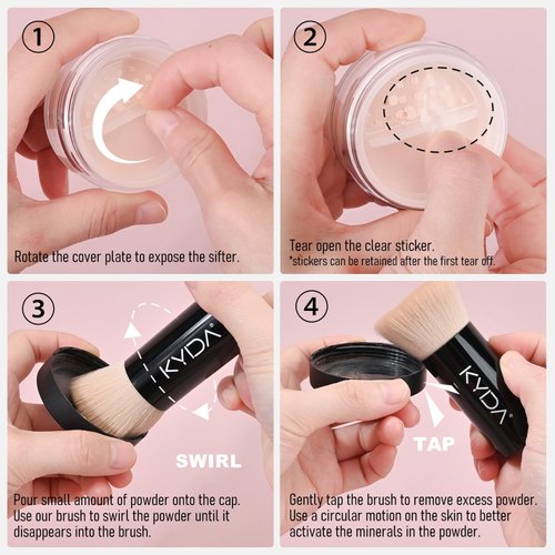 KYDA Mineral Powder Blush, SPF 35, Loose Mineral Blush, Natural Glow Blush Powder, Buildable Coverage for Healthy-looking Color, Lightweight Blendable Formula, Shine Rose