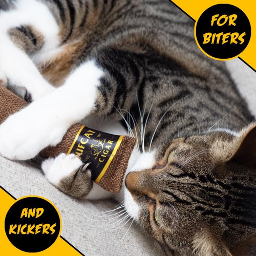 Cat Toy Cigar, Catnip Toys for Cats of All Breeds, Cat Toys for Indoor Cats, Kitten Toys, Action Themed Fun for Kicking, Biting, Chewing (Brown, 1-Pack)