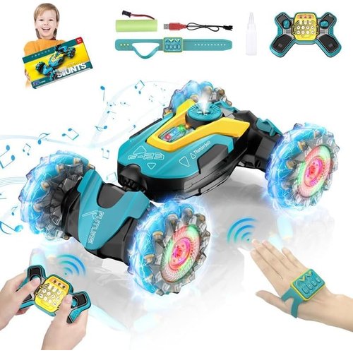 RC Stunt Car for Kids, RC Car Toy, Remote Control Stunt Gesture RC Car with Music and Atomization, Double Sided 360 DegreeSpins and Flips Gesture Sensing Rc Stunt Car for 3+ Years Boy and Girl