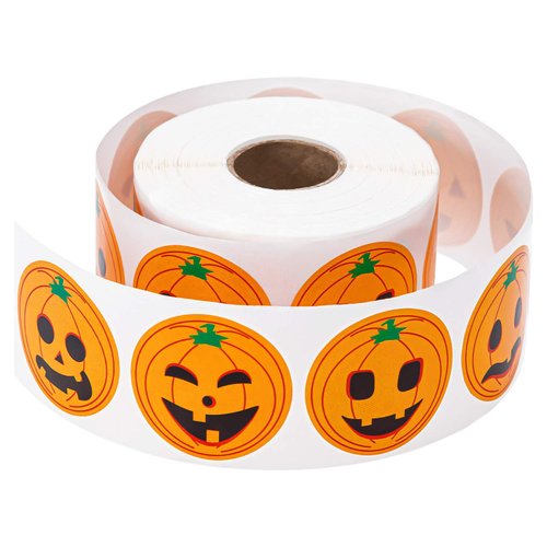 800 PCS Halloween Pumpkin Stickers, 2023 New Halloween Roll Stickers, Adorable Sticky Round Circl...