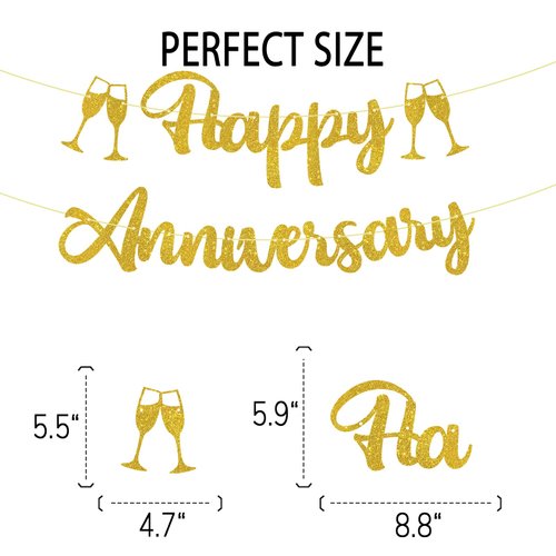 Gold Glitter Happy Anniversary Banner, We Still Do, 30th 40th 50th 60th 70th Wedding Anniversary Party Decorations Supplies