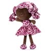 Gloveleya Doll Baby Dolls Soft Doll Baby Girl Gifts Curly Hair Brown Rose Red Leopard Dress Spring Girl 12inches
