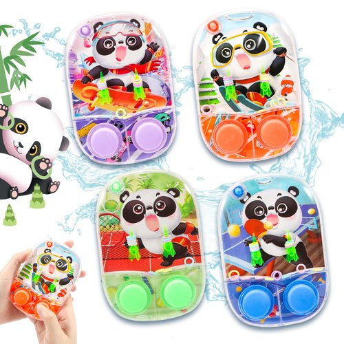 SevenQ Water Games for Kids Handheld, 4 Pack Panda Water Toys Ring Toss Handheld Games, Car Game for Kids and Family Stress Relief, Mini Fidget Toys Vintage Toys for Party Favors Gifts Travel Games