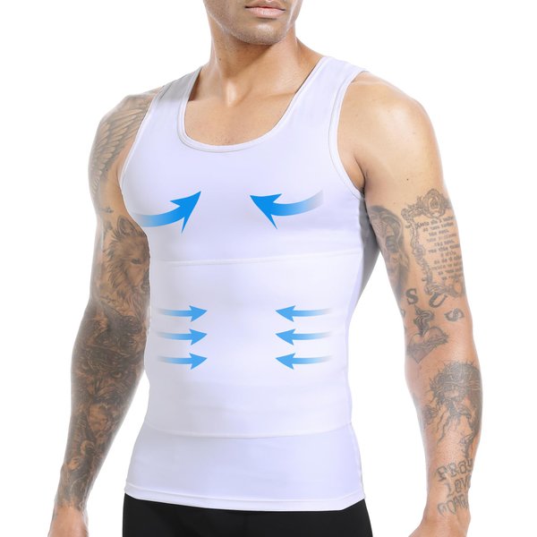 ISUP Mens Slimming Body Shaper Compression Tank Top Undershirt Shapewear Shirt