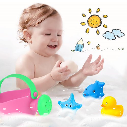 6 Pack Bath Toys for Toddlers, Baby Water Toys Fun for Bathtub Pool Water Table Beach (Pink)