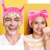 Atoden Spa Headband and Wristband Set Skincare Headband Makeup Headband Bowknot Snail Headbands Wrist Bands for Washing Face Cute Animal Face Wash Headband for Women Girls (Hot Pink)