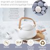ZENS Teapot with Infuser,Matte Ceramic Japanese Tea Pot for Loose Leaf Tea, 27 Ounces Porcelain Teapots White for Women Gift with Modern Bentwood Handle, 800ml