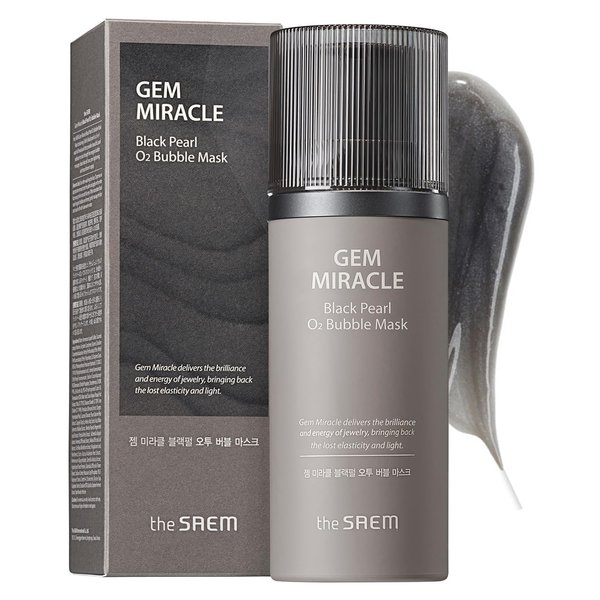 THESAEM Gem Miracle Black Pearl O2 Bubble Mask - Korean Wash Off Mask with Oxygen Bubbles - Skin Radiance, Exfoliating, Clarify Oily Skin - Deep Pore Cleanser, 3.7 fl.oz.