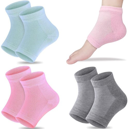 Moisturizing Gel Heel Socks Open Toe Socks Gel Lined Toeless Spa Socks for Dry Hard Cracked Heel (3P-Mixed)