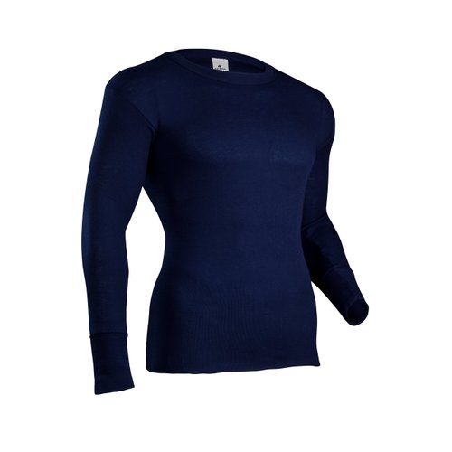 Indera Men's Polypropylene Performance Rib Knit Thermal Underwear Top, Navy, Medium