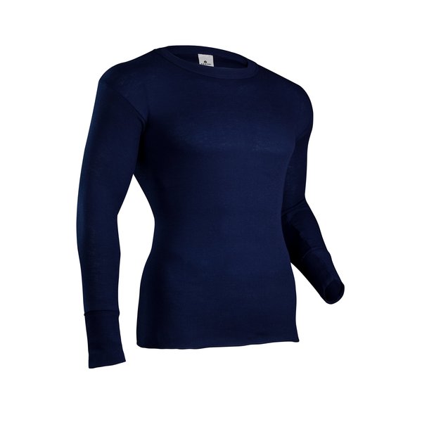 Indera Men's Polypropylene Performance Rib Knit Thermal Underwear Top, Navy, Medium