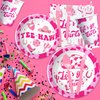 Xenorik Cowgirl Theme Let's Go Girls Party Tableware Decorations - Hot Pink Disco Cowgirl Party Supplies Dinnerware For Birthday Bachelorette, Dinner Plate, Dessert Plate, Cup, Napkin, Fork | Serve 24