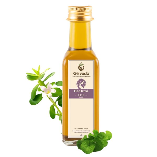 Girveda Brahmi Hair Oil with Sesame Base - 3.38 FLOz | Enriched with Pure Brahmi for Hair Strength & Scalp Health | Natural Nourishing Formula | Promotes Hair Growth & Reduces Stress
