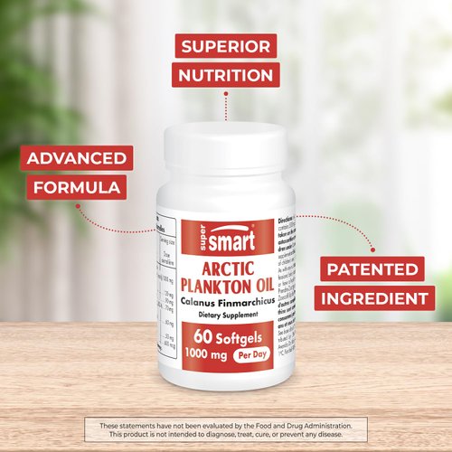 Supersmart - Arctic Plankton Oil 1000mg per Day (Patented) - Greater Nutrition Than Fish & Krill Oil Supplement - with Omega-3 Fatty Acids, EPA, DHA & SDA | Non-GMO & Gluten Free - 60 Softgels