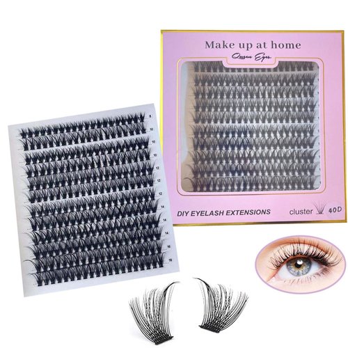Queen Eyes. 40D False Eyelashes 240 Pieces Natural Black Individual Lash Extensions Reusable, Wispy and Natural look Lash Extensions (40D-8-16mm 240 MIX) (40D)