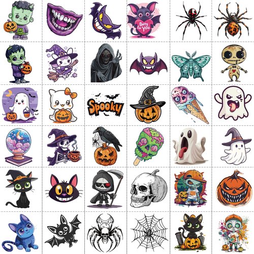 Tazimi 80 Styles Halloween Temporary Tattoos for Children Kids Pumpkin Ghost Spider Bat Skull Halloween Tattoo Stickers Halloween Party Decoration Gifts for Boys and Girls