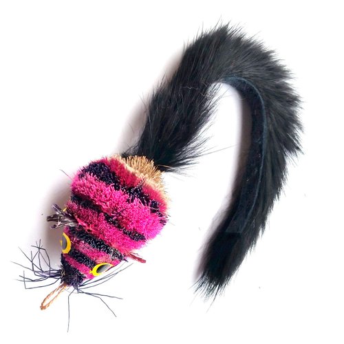 Kat Fly Cat Toy Wand Refill - Pink Mouse with Real Fur Tail Cat Teaser Wand Attachment