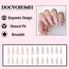 DOCVOEOMH Stiletto Press on Nails Glossy Long Glitter Fake Nails Almond Glue on Nails with Design Full Cover False Nails Stick on Nails for Women 24Pcs