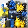 Bat Theme Balloon Arch Kit,Navy Blue Black Yellow Grey Balloons with Bat Sticker for Boys Man Movie Bat Theme Birthday Decorations Hero Party Baby Shower Anniversary Graduation Party Supplies