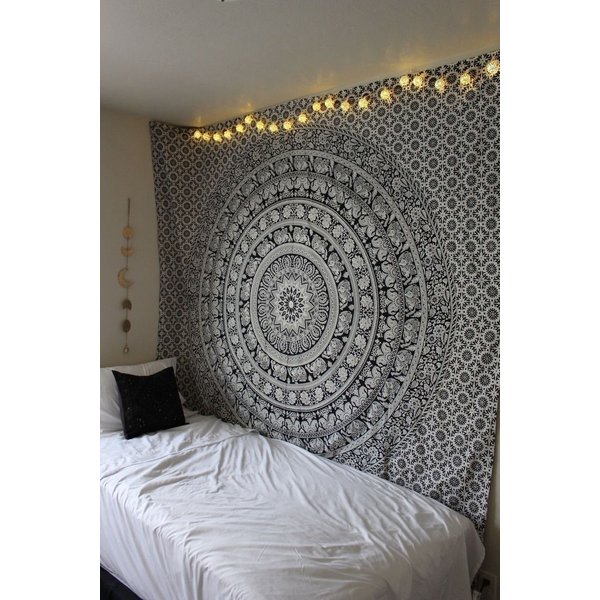 RAJRANG Indian Mandala Tapestry Wall Hanging Black and White Elephant Hippy Tapestries Twin Hippie Beach Throw College Dorm Decor Bohemian Boho Bedsheet - 84x54 Inches