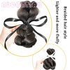 2 Pcs Black Hair Bows Hair Clips Simulation Girls Hair Package Clip Ribbon Double Pill Fluffy Hair Bundle Sweet Cool Style Duckbill Clip
