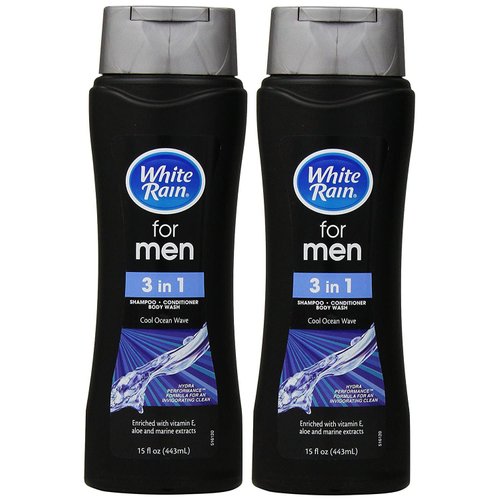 White Rain for Men 3 in 1 Shampoo/Conditioner/Body Wash Cool Ocean Wave - 15 oz, Pack of 2