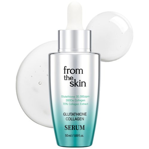 FROM THE SKIN Glutathione Collagen Serum - Wrinkle Reduction & vibrance Boost, 30,000ppm Glutathione, 700,974ppm Ultra Collagen, Panthenol, Lactobacillus & Goat Milk Extract, 1.76 fl. oz.