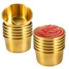 Amytalk Ramekin Sauce Dipping Bowl Mini Sauce Cups Pudding Condiment Cups for Home Party Stainless Steel (Golden 12PCS 75ml)