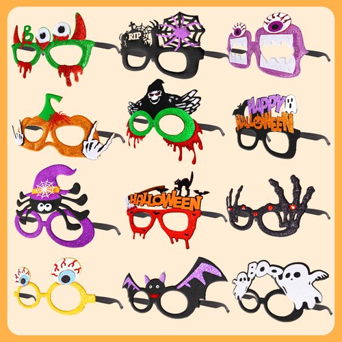 Bluegogo Halloween Glasses Glitter Halloween Party Decorations Halloween Eyeglasses Halloween Party Decorations for Kids