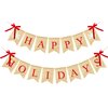 VILIFEVER Happy Holidays Banner Burlap, Christmas Decorations for Home Office, Christmas Banner for Fireplace Mantel Indoor Outdoor Decor, Christmas Holiday Sign Xmas Party Supplies