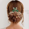 PRETTYLIFE Bridal Crystal Hair Comb Rhinestone Hair Piece Prom Party Festival Wedding Hair Accessories for Women and Girls (Green)
