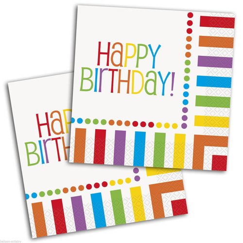 Rainbow Birthday Luncheon Napkins - 16 Count, Elegant & Vibrant Design, Premium Paper Napkins For Parties & Events