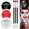 Black White Red Face Body Paint,Halloween Clown Makeup Kit with 3 Brushes,Professional Black White Red Face Body Painting Kit for Clown, Joker, Theater, Cosplay, Costume