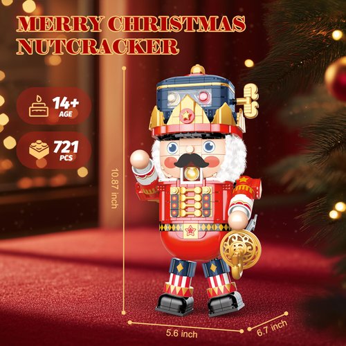 NUTCRACKER Christmas Building Blocks Set for Adult, Interactive Capsule Game Party Toy Building Set, Christmas Building Gifts for Boy Girl, Xmas Figures Display Building Model（721 Pieces）
